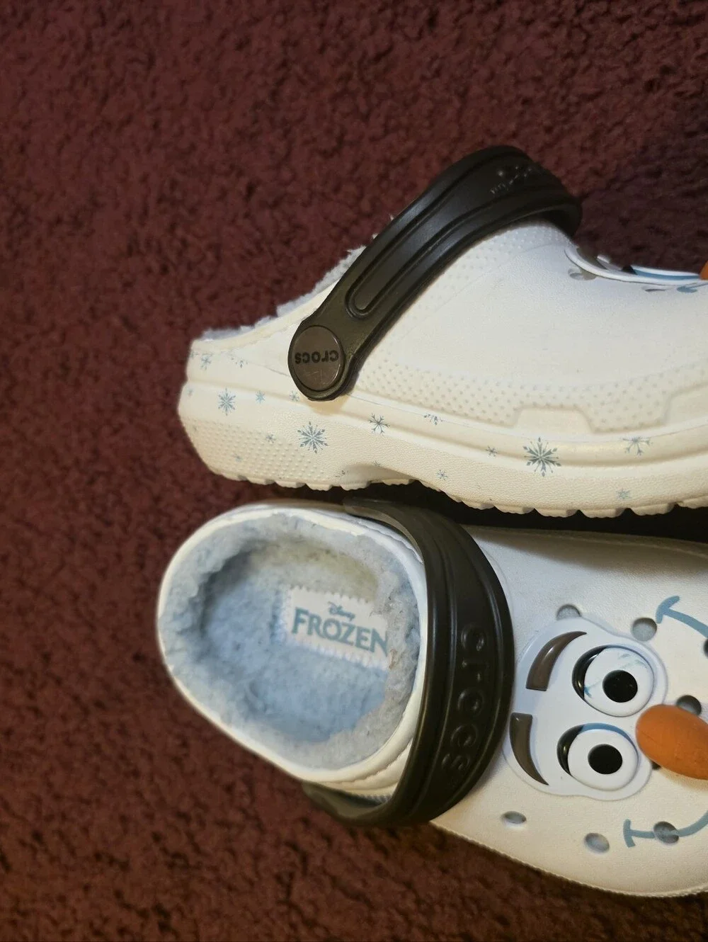 CROCS Kids White Olaf Slip-On Clogs with Orange Nose
